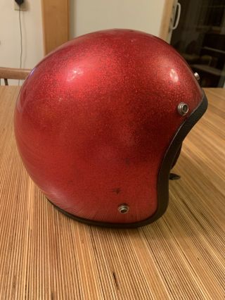 Vintage Norcon Tw - 1 Motorcycle Helmet Racing Red Sparkle Flake