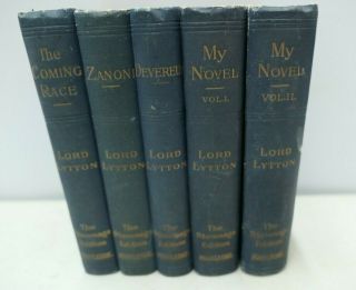 5x Antique Books,  Lord Lytton,  My Novel,  Zanon,  The Coming Race,  Devereux 1850 