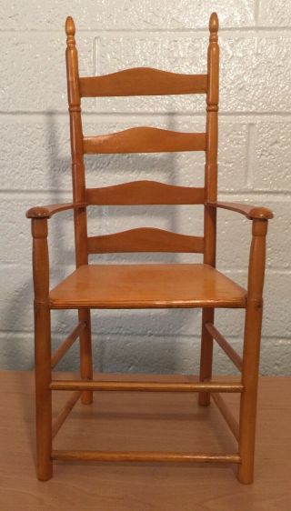 Vintage Ladder Back Style Wooden Doll Or Bear Chair For Size 15” Dolls Or Bigger