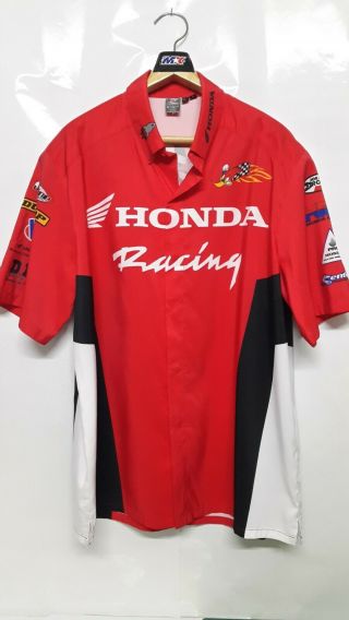 Vintage Motocross Honda Racing Team Woody Carmichael Short Sleeve T - Shirt Size L