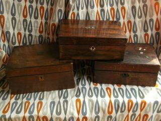 Antique/vintage Wooden Boxes Sewing/writing For Repair /restoration
