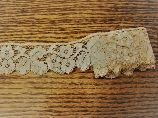 Length Of Vintage? Antique? Cream Embroidered Net Lace Edging 1.  5 " X 44 " (9)