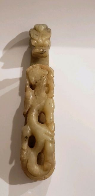 Antique / Vintage Chinese Carved Jade Figure Dragons