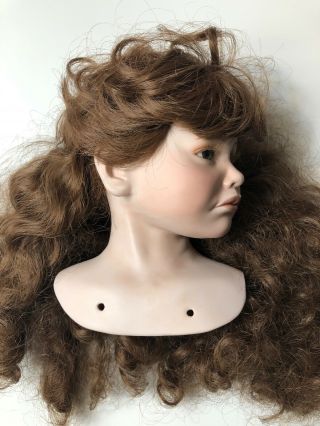 Extra Large 7 " Porcelain Shoulder Doll Head Bust Parts For 24” To 30” Dolls Vtg