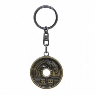 Japanese Key Ring Japan Chain Holder Netsuke Nippon Five Yen Coin K0031