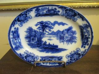 Antique Flow Blue Staffordshire Grindley England Shanghai Serving Platter 10 "