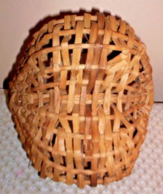 Antique Vintage Handmade Small Bun Egg Basket Made USA 3