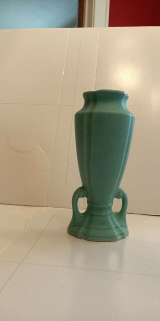 Antique Arts And Crafts Movement art deco Matte Green Pottery Vase 4