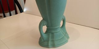 Antique Arts And Crafts Movement art deco Matte Green Pottery Vase 6