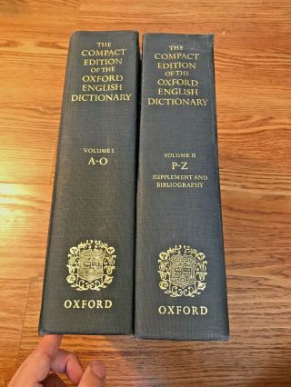 1971 Compact Edition Of The Oxford English Dictionary Volumes 1 & 2 Set