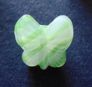Scarce Lt Green Vintage Small Realistic Butterfly Glass Button 305