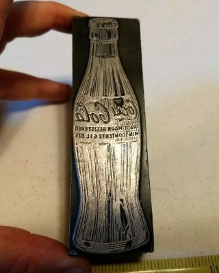 Vintage Letterpress Printing Block Drink Coca Cola Bottle Advertising