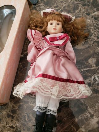 Vintage World Bazaars Inc Porcelain Doll 17 " Lacy Dress