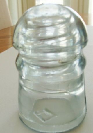 Small Clear To Light Gray Diamond Antique Glass Insulator Reversed 9 On Back