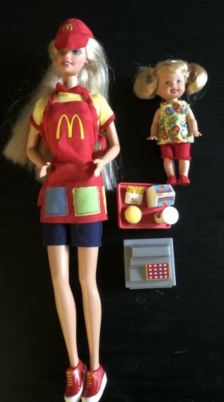 Vintage 2001 Mattel Mcdonald’s Fun Time Barbie And Kelly