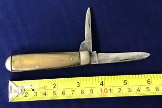 Antique 2 - Blade Folding Pocket Knife Hallmarked Wood Scales Made In England (2l)