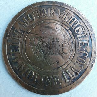 Rare Antique Velie Motors Corporation Radiator Badge Moline Illinois