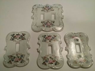 Vintage Porcelain Ceramic Light Switch Cover Plates Floral Double Single