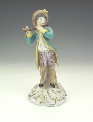 Antique Dresden German Porcelain - Hand Painted Flautist Figurine - Lovely