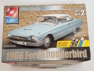 1966 Amt Ertl Ford Thunderbird 1:25 Plastic Model With Paint,  Glue,  And Brush