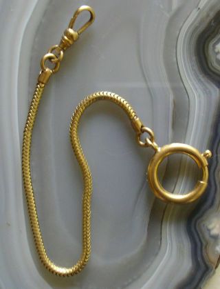 Vintage Gold Filled 7.  5″ Pocket Watch Snake Chain Fob,  Large Spring Ring,  Radio 2