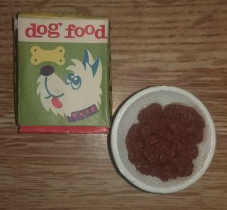 Htf Rare Vintage Barbie Dog N Duds White Dog Food Bowl Dog Food Box Near