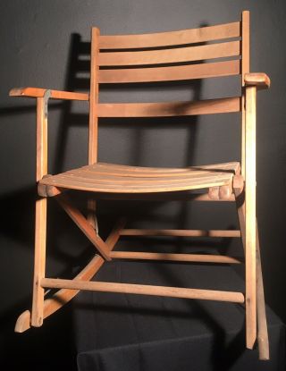 The Telescope Folding Furniture Co.  Vintage Folding Wood Rocking Chair