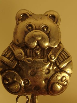 3425 Sterling Silver Very Sweed Baby Rattle Adorable Tedy Bear 1940 Spain