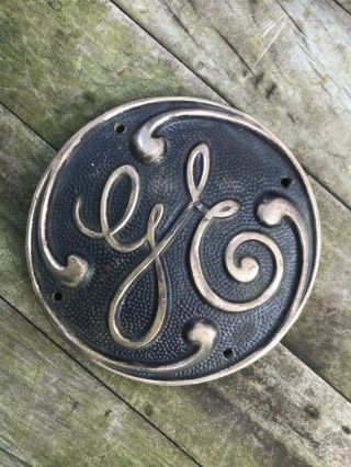 Antique Ge General Electric Large Brass Badge Emblem Advertising Restore