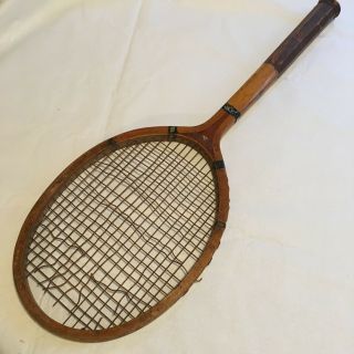 Antique Wooden Tennis Racket - Early 1900 ' s Vintage 3
