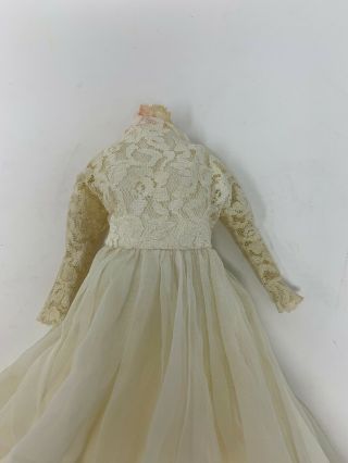 Vintage 1960 ' s Mattel Barbie Wedding Gown Lace Top Sheer Lined Skirt 2