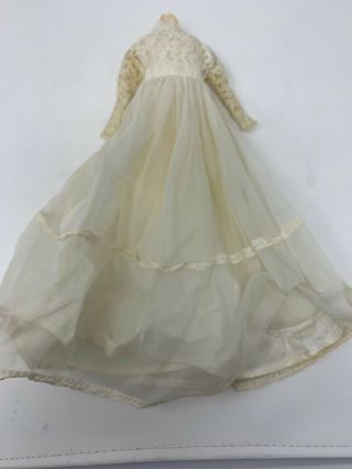 Vintage 1960 ' s Mattel Barbie Wedding Gown Lace Top Sheer Lined Skirt 3