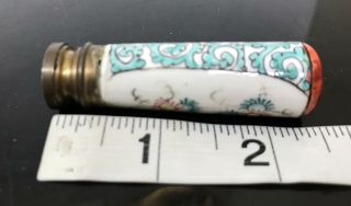 Antique French Painted Porcelain & Brass Letter Wax Stamp Chop Seal Figurine 6