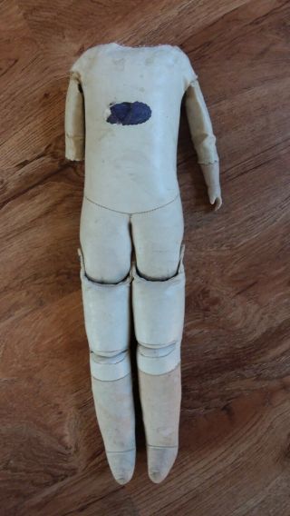 Antique Doll Body 14 In Antique German Kid Leather Doll Body Jointed Bisque Arm