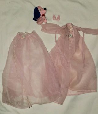 Vintage Barbie Outfit 965 Nighty Negligee With Felt Dog - Near Complete