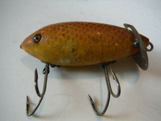 Vintage Wood Heddon Dowagiac Crab Wiggler 1900 Fish Lure L - Rig Glass Eyes