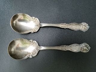 Pair Wm Rogers & Son Aa Spoons United States Of America Shell Tipped