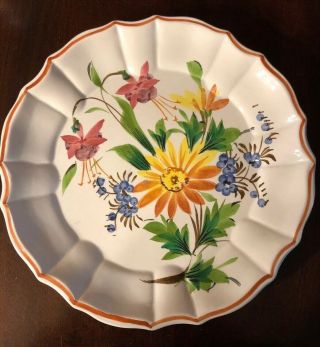 Antique Nove Hand Painted Floral Italy Italian Country Pottery Plate 8 "