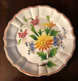 Antique Nove Hand Painted Floral Italy Italian Country Pottery Plate 8 