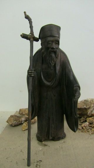 EARLY Antique Chinese Bronze Scholar Figure 2