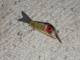 1960 Bud Stewart Fly Rod Surface Special Red & Gold Wood 2 " Fishing Lure -