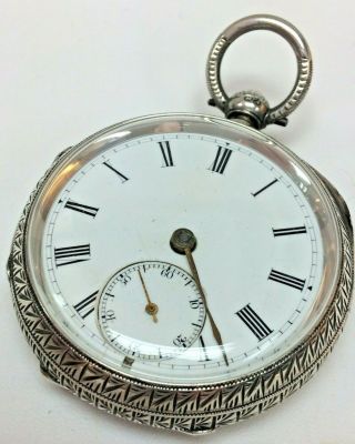 Antique Solid Silver Cased " Fusee " Pocket Watch Dated 1892
