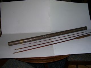 Vintage Antique 1938 GOODWIN GRANGER 8 ft Bamboo Fly Rod w/ Tube 2