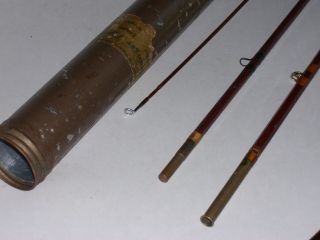 Vintage Antique 1938 GOODWIN GRANGER 8 ft Bamboo Fly Rod w/ Tube 4