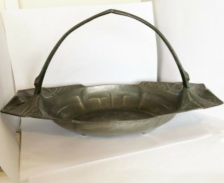 HUTTON Antique Tudric Archibald Knox / Liberty Style - Pewter Basket / Bowl 5