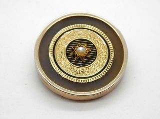 Large Antique Victorian Georgian Mourning Pin Brooch 14k Gold Filled 1 1/4 Inch