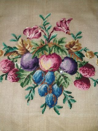 Antique Vintage Floral fruit unfinished Needlepoint Embroidery Tapestry square 3