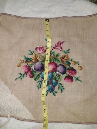 Antique Vintage Floral fruit unfinished Needlepoint Embroidery Tapestry square 4