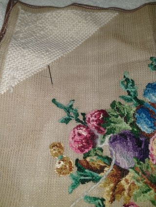 Antique Vintage Floral fruit unfinished Needlepoint Embroidery Tapestry square 5