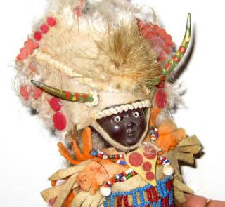 Medicine Man ?? Heavily Beaded Vintage Folk Art Native American Indian Doll